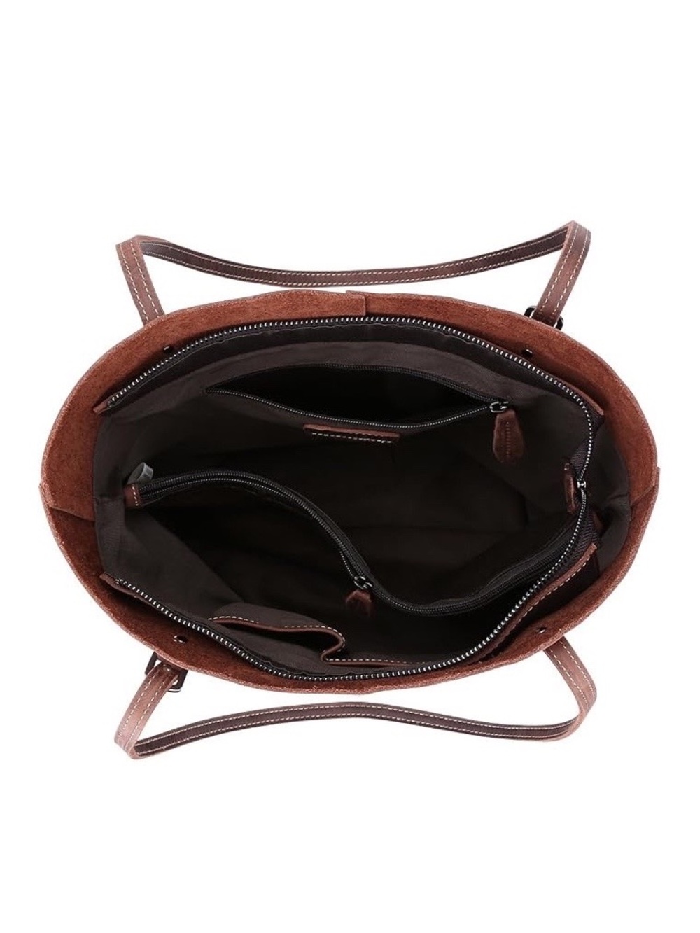S-ZONE Brown Vintage Leather Work Tote Laptop Bag - Picture 4 of 16